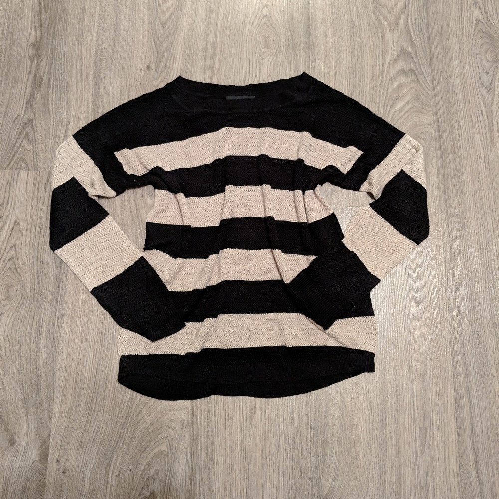 AB Studio Bold Stripe Button Back Sweater